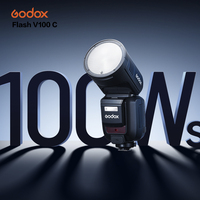 Flash de Cámara Godox V100 C TTL con Batería de Iones de Litio y Cabezal Redondo con Pantalla Táctil, Speedlite Inalámbrico 2.4G TTL para Canon
