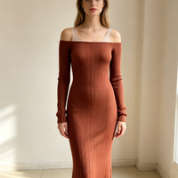 Robe pull longue jaune en tricot de haute qualité pour femme, personnalisable OEM & ODM, vente en gros
