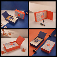 Boîte à dragées rigide magnétique orange pour mariage, petite, avec insert en mousse découpée sur mesure pour l'emballage des desserts des invités