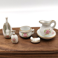 Mini ensemble d'accessoires de salle de bain en céramique 1:12 pour maison de poupée, jouets miniatures, décorations artisanales, ornements