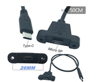 Panelmontage Micro USB 2.0 5-Pin Buchse auf USB 3.1 Typ C Stecker Schraubkabel mit 5A Schnellladung und Reinkupfer