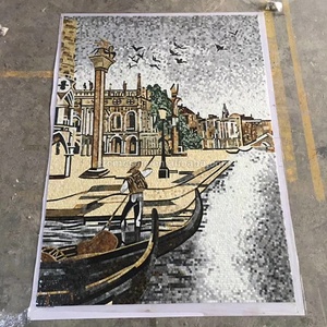 Paisaje acuático de Venecia cortado a mano estilo europeo costumbres culturales mosaico Mural vidrio Oficina pared decoración barquero arte mosaico rompecabezas azulejos - Product Image 4