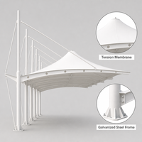Abri de voiture en tissu tendu, auvent conique, parapluie à pignon, abri de stationnement autoportant à câbles, imperméable, résistant aux UV, luxe sur mesure