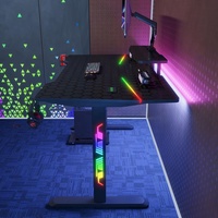 Bureau de jeu RGB 140 cm pour commande en gros avec support d'écran, porte-gobelet et crochet pour casque