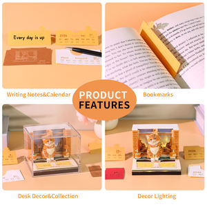 Bloc-notes <span class=keywords><strong>calendrier</strong></span> 3D en papier découpé au laser motif chat orange mignon, décoration de bureau en papier superposé, bloc-notes 3D pour animaux de compagnie, idéal pour le dropshipping - Product Image 5