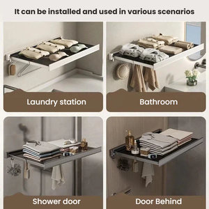 Étagère de rangement pliable murale, filet de séchage rétractable, organisateur en aluminium spatial, balcon, salle de bain, porte-chaussures, porte-chaussettes - Product Image 3