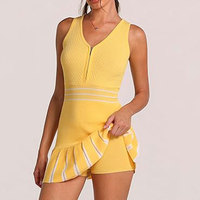 Robe d'été personnalisée pour femme 2026 – Robe athlétique vintage sans manches en maille à demi-zip pour le tennis et le golf avec short intégré