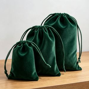 Pochette en velours floqué de luxe avec cordon de serrage, logo personnalisé, tissu floqué, sac de rangement pour bijoux, cosmétiques, cadeaux - Product Image 3