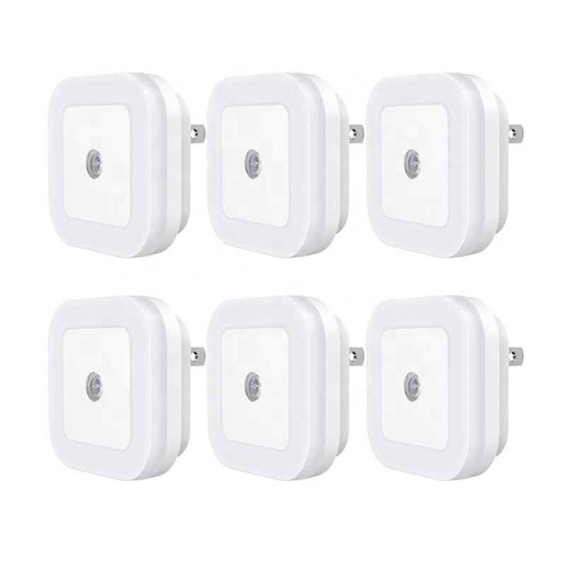 Biumart 6 шт. Подключаемая маленькая квадратная Светодиодная лампа От заката до рассвета Светодиодная лампа с датчиком движения