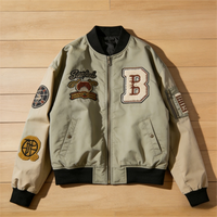 Veste bomber personnalisée Y2K pour femmes, streetwear, vert sauge, broderie en chenille, veste bomber inspirée du sport automobile pour femmes