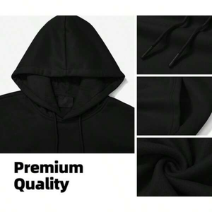 Sudadera con Capucha Casual Estilo Hip Hop, Corte Regular, Sin Cordones, Algodón Grueso, Transpirable, Resistente al Viento, Cuello Cuadrado, Bordado 3D - Product Image 2