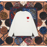 Tops en tricot décontractés à col ample et manches longues pour hommes et femmes, 100% coton, style preppy, hiver, logo sur le devant, polyvalent, lettre en forme de cœur