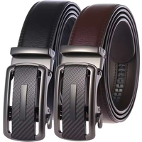 Ceinture en cuir véritable pour homme LY36-21581-1 avec logo personnalisé, ceinture à cliquet en cuir de vachette, ceinture à boucle automatique tendance pour homme