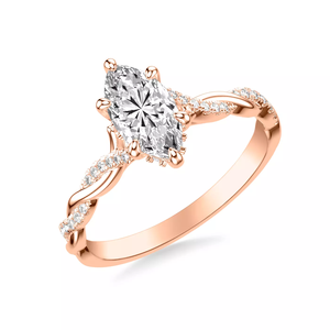 14K <b>rose</b> Gold Marquis Cut Lab Grown Diamond Engagement Ring Jewelry IGI certificate Twisted <b>Infinity</b> Shank Pave Side for women - Product Image 2