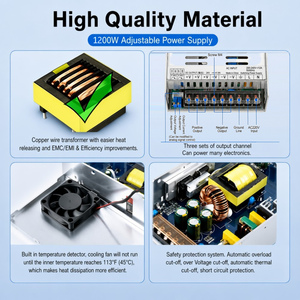 แหล่งจ่ายไฟปรับได้ 1200W 12V 15V <span class=keywords><strong>24V</strong></span> 36V 48V 60V 72V 80V 110V 150V 220V 0-83.3A 1200W AC DC แบบสวิตชิ่ง - Product Image 3