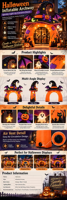 Arche gonflable d'Halloween avec chapeau de sorcière, ailes de chauve-souris, citrouilles et fantômes, pour la décoration extérieure de jardin, pelouse et maison hantée