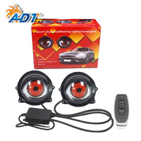 Feux antibrouillard LED pour moto, couleur réglable 12V, yeux de démon avec lentille, grands yeux dynamiques