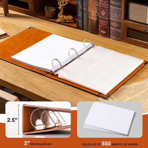 Nhà Máy Trực Tiếp Da D-Hình Vòng Chất Kết Dính Máy Tính Xách Tay Giấy A4 Bìa Chất Kết Dính Lưu Trữ Danh Mục Đầu Tư Trường Hợp Thư Mục Với Túi Bên Trong - Product Image 2