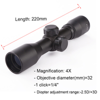 Lunette optique en alliage d'aluminium 4x32 avec grossissement 4x, objectif 32 mm, lentilles multicouches, haute qualité