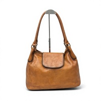 Sac à bandoulière Hobo vintage en cuir véritable imperméable, grand format, style lune souple, avec surpiqûres contrastées et détails en laiton, pour l'été et l'automne