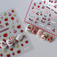 Fournitures pour ongles Série Fruits Autocollants 5D en relief pour ongles Décalcomanies à presser Cerise Fraise 3D Produits de beauté DIY