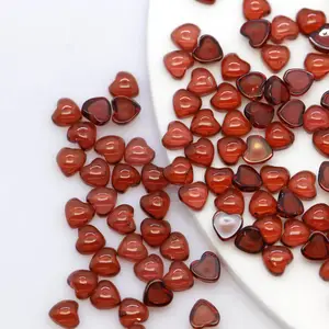 Wholesales natural gemstone jewelry making clean without impurity and no crack heart cut cabochon 4*4mm red garnet