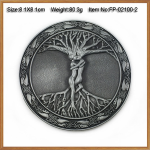 Hebilla de cinturón redonda de bronce antiguo estilo western, diseño novedoso de árbol de la vida, informal, de zinc, CN GUA - Product Image 3