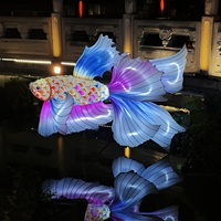 Lanternes en soie personnalisées en forme de poisson Betta fabriquées à l'usine de Zigong |   Lumières LED imperméables en forme d'animaux pour les fêtes et décorations de vacances