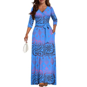 Fashion Trendy Casual natale <span class=keywords><strong>rosso</strong></span> polinesiano samoano tribale affascinante abito lungo a <span class=keywords><strong>maniche</strong></span> <span class=keywords><strong>lunghe</strong></span> elegante e sottile Maxi abito - Product Image 6