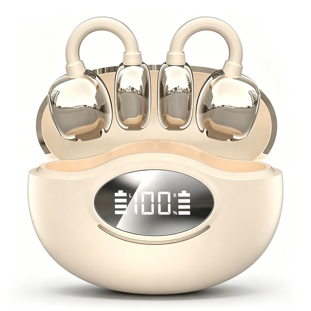 YYK-Q86 Clip-On Earbuds Open-Ear Wireless Earphones with Digital Power Display Ergonomic Comfort Fit for Sports Daily Commute