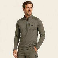 T-shirt à col montant couleur unie avec logo personnalisé, séchage rapide, anti-odeur, coupe-vent, extensible, léger, pour activités de chasse en extérieur, faible MOQ