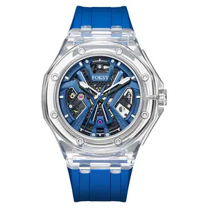 Montre-bracelet mécanique de luxe automatique montre-bracelet pour hommes vente en gros d'usine OEM ODM plastique logo personnalisé marque