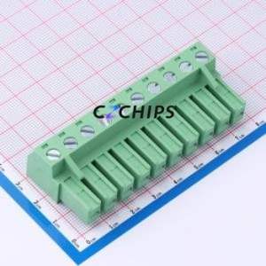 DB3EK-7.62-10P-GN-S Plug-in Terminal Block P=7.62mm Connector Male Plug 1x10P 7.62mm Green - Product Image 1