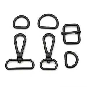 Black Metal D-Ring, Dog Collar Adjustment Metal Strap Buckle, Bag Accessories Metal Lanyard Swivel Snap Hook For Handbag