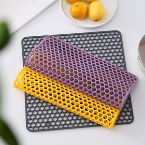 Hollow Silicone Draining Mat Honeycomb Design Heat Insulating Non Slip Kitchen Sink Protector Square Shape Yellow Purple Dark - Product Image 1