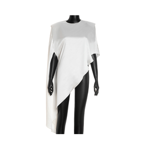 Camisetas largas de punto con estampado Digital transpirable sólido Irregular, camisetas simples con cuello redondo para mujer, camisetas atractivas de calle alta - Product Image 4