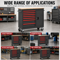 Armoire à outils mobile robuste avec tiroirs roulants, capacité de stockage élevée, personnalisable avec logo, pour centre de service automobile