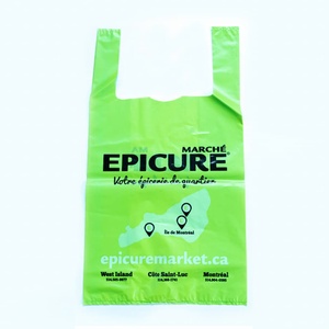 Sacs en T-shirt de haute qualité, matériau recyclé, sac de shopping à soufflet latéral, poignée de type gilet, impression personnalisée - Product Image 1