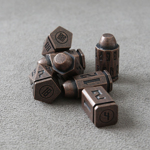 Zinc Alloy Polyhedral 7-Piece Rigid Metal Dice Set <strong>Bullet</strong> Mold Holder for <strong>DND</strong>/RPG Games 14-20mm Metal Tin Box Bulk Wholesale - Product Image 2