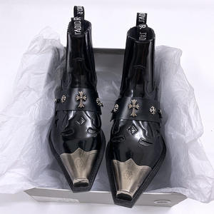 Bottes de moto à talon épais pour hommes et femmes, personnalisées, à la mode, grandes tailles, pour tenue habillée ou décontractée, vente en gros - Product Image 1