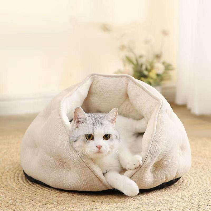 Shell Cat House Design Indoor Soft Plush Premium Cotton Pet Cave Cat ...