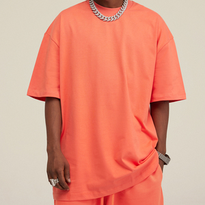 Thời Trang Đường Phố Cơ Bản 100% Cotton Heavyweight Drop Shoulder Quá Khổ Áo Thun Với Puff In Ấn Logo - Product Image 4