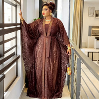 Robes en dentelle africaine pour femmes, robe maxi traditionnelle Dashiki, taille plus, ensemble de 2 pièces, vêtements pour mariage, robe de fête, Dubai Hijab Abaya