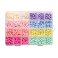 Kit de perles acryliques pastel 24 compartiments : cœurs, étoiles, fleurs, signes de paix pour la création de bijoux DIY (bracelets, colliers)