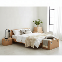 Coffret de rangement vintage en similicuir fait main avec 3 poignées métalliques, serrure et clous décoratifs, style européen, capacité 35L
