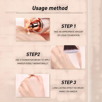 Kuas Makeup Datar Bersudut untuk Foundation & Contour, Kuas Blending Wajah Tunggal Sintetis Lembut, Logo Kustom Grosir