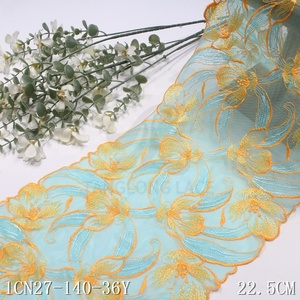 <span class=keywords><strong>2025</strong></span> hoa màu xanh căng lưới Vải Thêu Ren TRIM 22cm lớn hoa mềm đầy màu sắc ren váy cho phụ nữ sexy đồ lót - Product Image 2