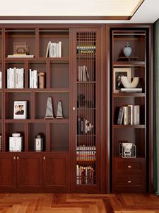 Grande libreria su ordinazione di legno solido di quercia con la scrivania di lusso della libreria della parete per la biblioteca della casa e dell'hotel per uso del salone - Product Image 4