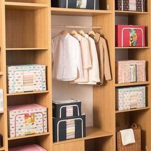 25/66/100L Large Capacity <b>Wardrobe</b> Foldable <b>Clothes</b> <b>Storage</b> Organizer Bag Steel Frame Waterproof <b>Storage</b> Box - Product Image 5