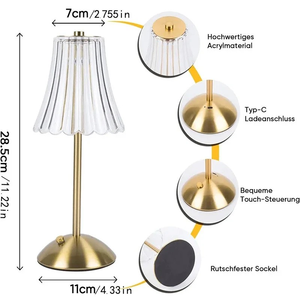Einfache Kabellose LED-Tischlampe mit Touch-Steuerung, Augenschonende Nachtleuchte, Bestseller für Schlafzimmer, Lesezimmer und Heimdekoration - Product Image 2